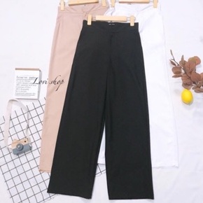 Quần ống rộng nữ cạp cao tôn dáng phong cách trẻ trung