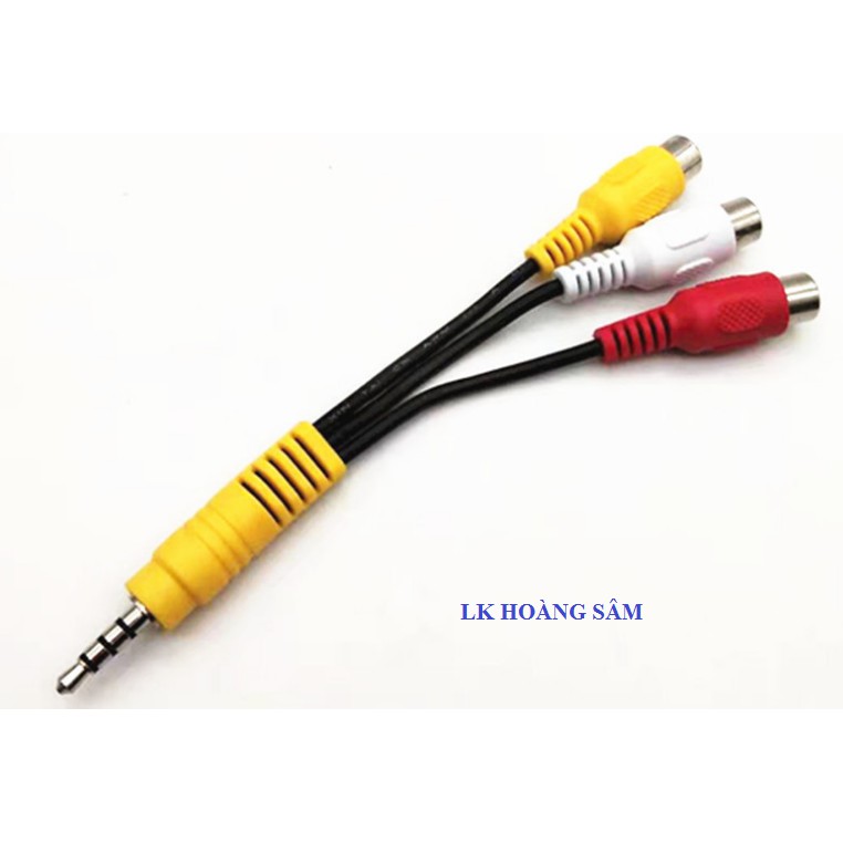 Dây cáp chuyển AV Audio Video  đầu Jack 3.5 đực ra 3 đầu RCA cái hoa sen