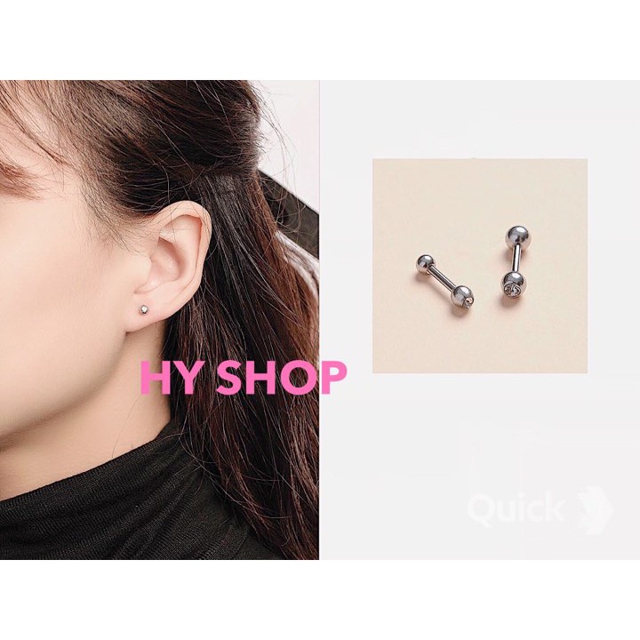 bông khuyên tai titan bi tròn kim cá tính siêu bền thép y tế không dị ứng không gỉ - khuyên tai unisex BTS