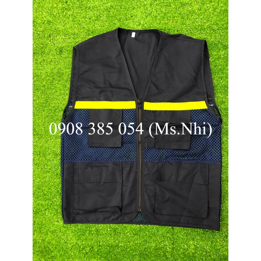 Áo khoát gile bảo hộ lao động vải kaki phối lưới thoáng mát- Hình thật