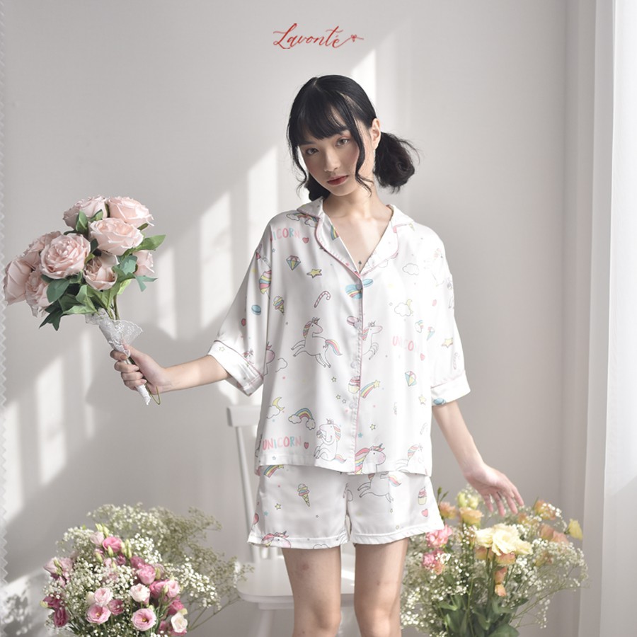 Bộ Ngủ Đáng Yêu Lavonte [MUA 1 TẶNG 1 - Hàng Thiết Kế] Chất liệu Lụa Satin Cao Cấp. | BigBuy360 - bigbuy360.vn