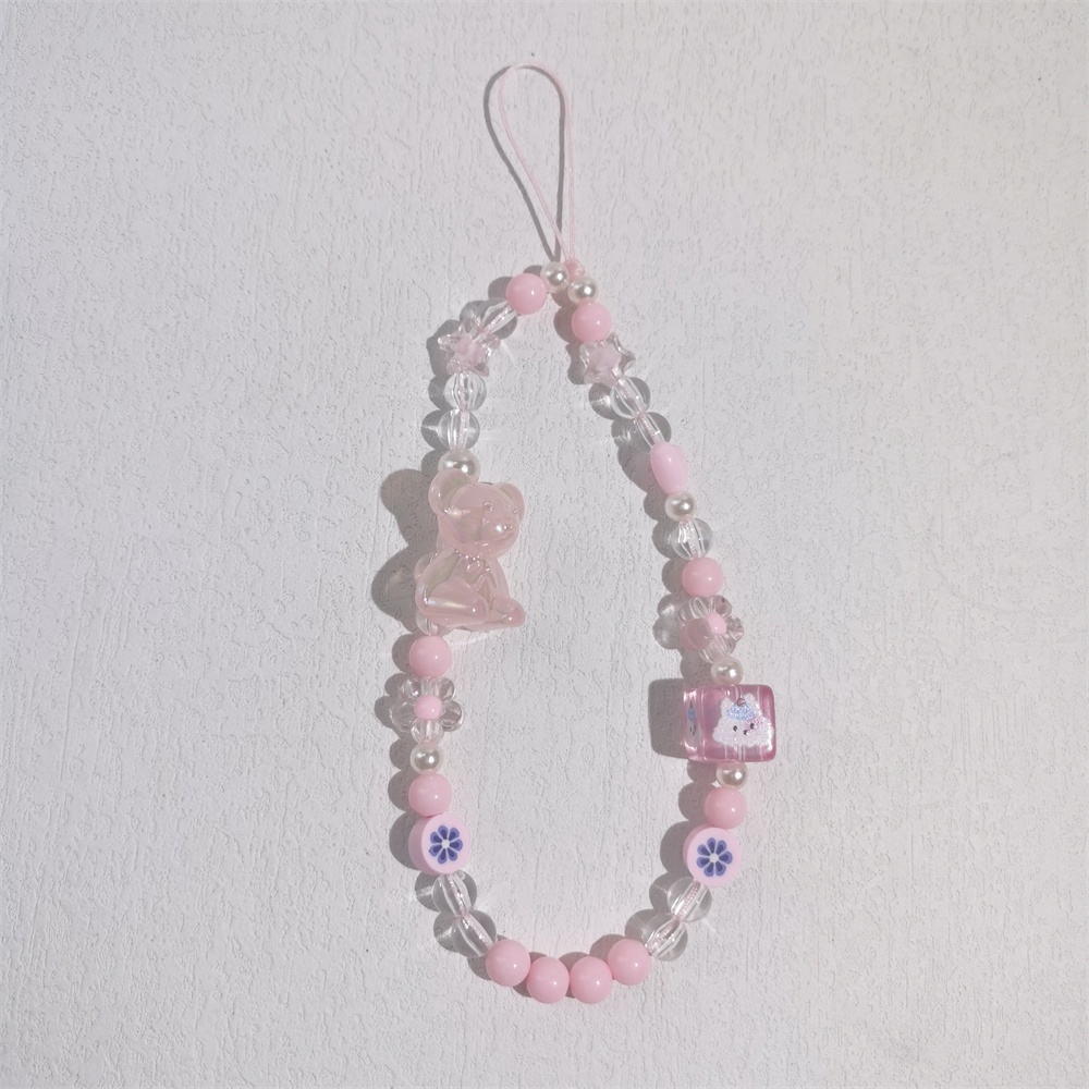 Dây Đeo Điện Thoại Bằng Acrylic Chống Thất Lạc Hình Gấu Dễ Thương Cho Charm L46-1 L46-2 L46-3