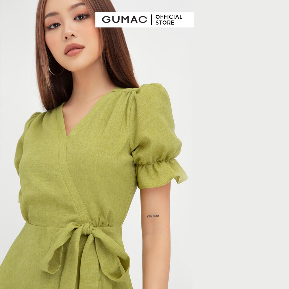 [Mã MABR07062 giảm 8% tối đa 50K đơn từ 249K] Đầm xòe nữ đắp tà nơ eo GUMAC thiết kế trẻ trung đủ màu DB452 | BigBuy360 - bigbuy360.vn