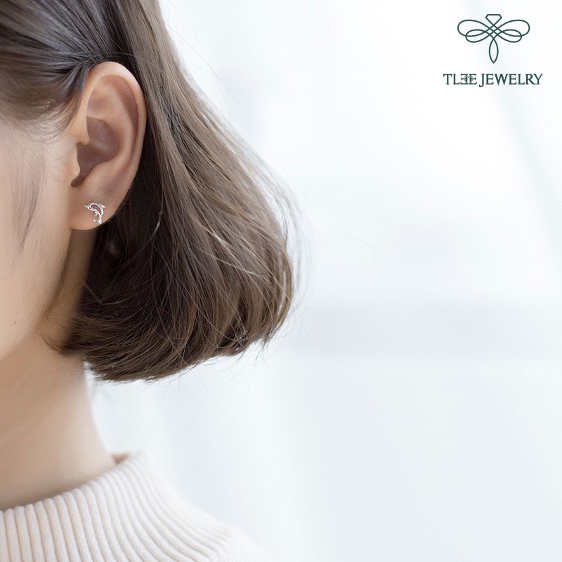 Bông tai bạc nữ Tlee mẫu cá heo may mắn TleeJewelry B0367