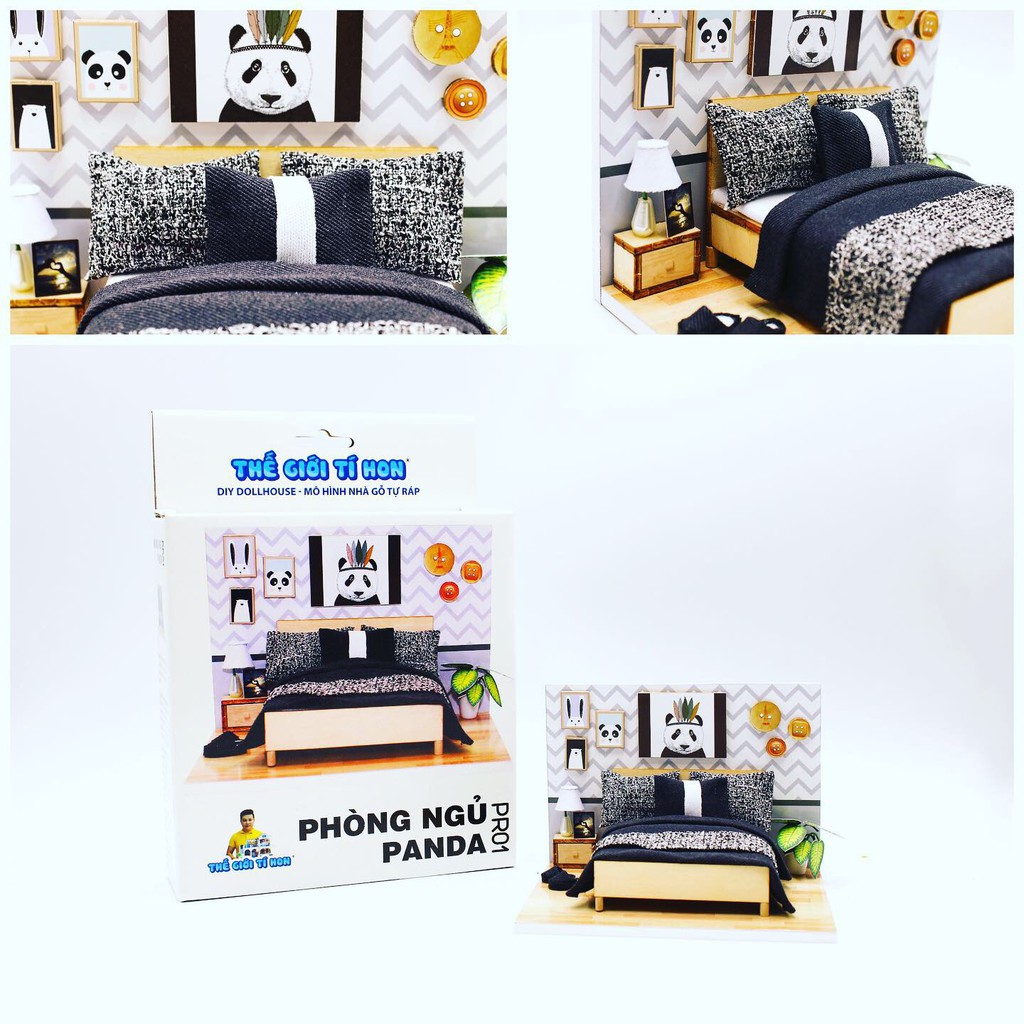 Mô Hình Phòng Ngủ Handmade Bằng Gỗ Tí Hon - Thế Giới Tí Hon - Phòng Ngủ Panda - PR01