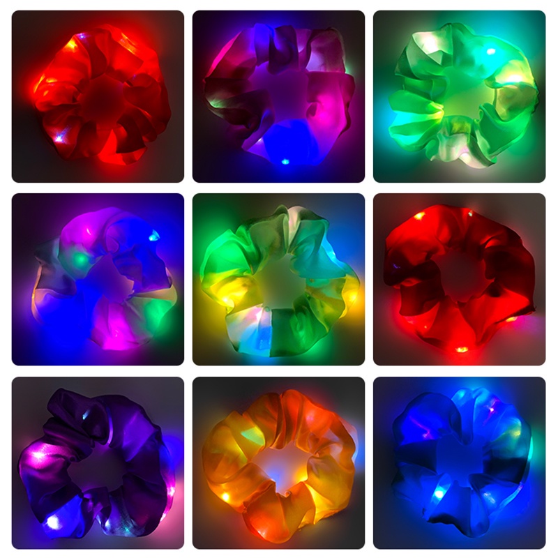 Dây Cột Tóc Cao Su Co Giãn Phối Đèn Led Lấp Lánh Nhiều Màu Thời Trang Cho Nữ