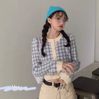 Áo len kẻ caro dáng crotop siêu xinh - Hàng order