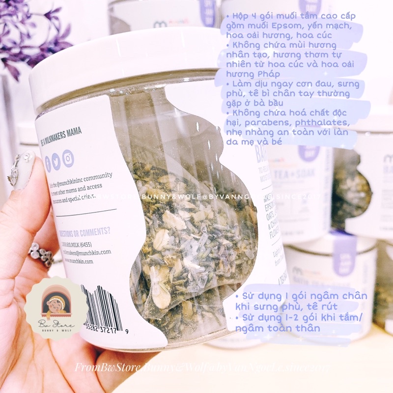 Trà Tắm + Ngâm Chân Thảo Dược Munchkin Milkmakers Bath Tea + Soak cho mẹ bầu và sau sinh