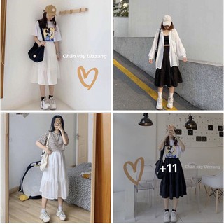 [FREESHIP+ẢNH THẬT]  Chân váy von nữ xòe 3 tầng vintage trắng đen