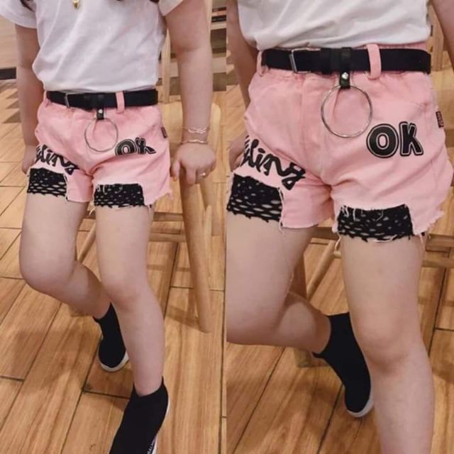 Short jean phối lưới cho bé gái