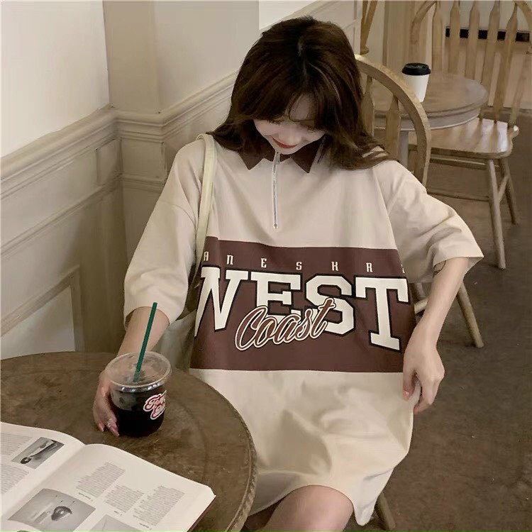 Áo Polo Freesize Nam Nữ West Coast Phối Nâu