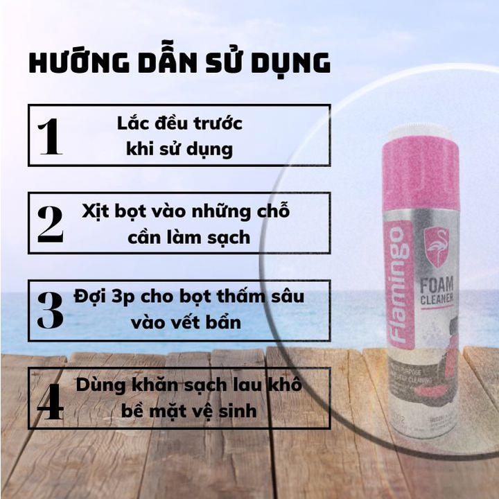[Free ship - Hàng chính hãng] Xịt bọt vệ sinh nội thất ô tô Flamingo 650ml, ghế da ô tô, ghế da sofa, giầy dép