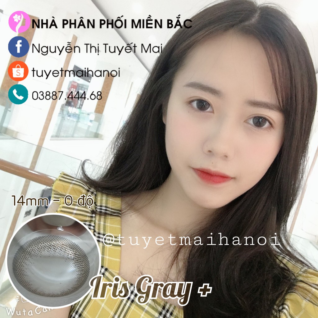 [ Ảnh Thật ] Kính Áp Tròng Màu Xám Tự Nhiên Siêu Êm Siêu Mềm Iris Gray 14mm 0 Độ - Lens Hàn Quốc Chính Hãng