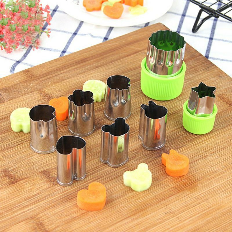 Bộ Dụng Cụ Cắt Tỉa Củ Quả 8 Món, Chất Liệu Inox Tạo Hình Hoa Dễ Thương.