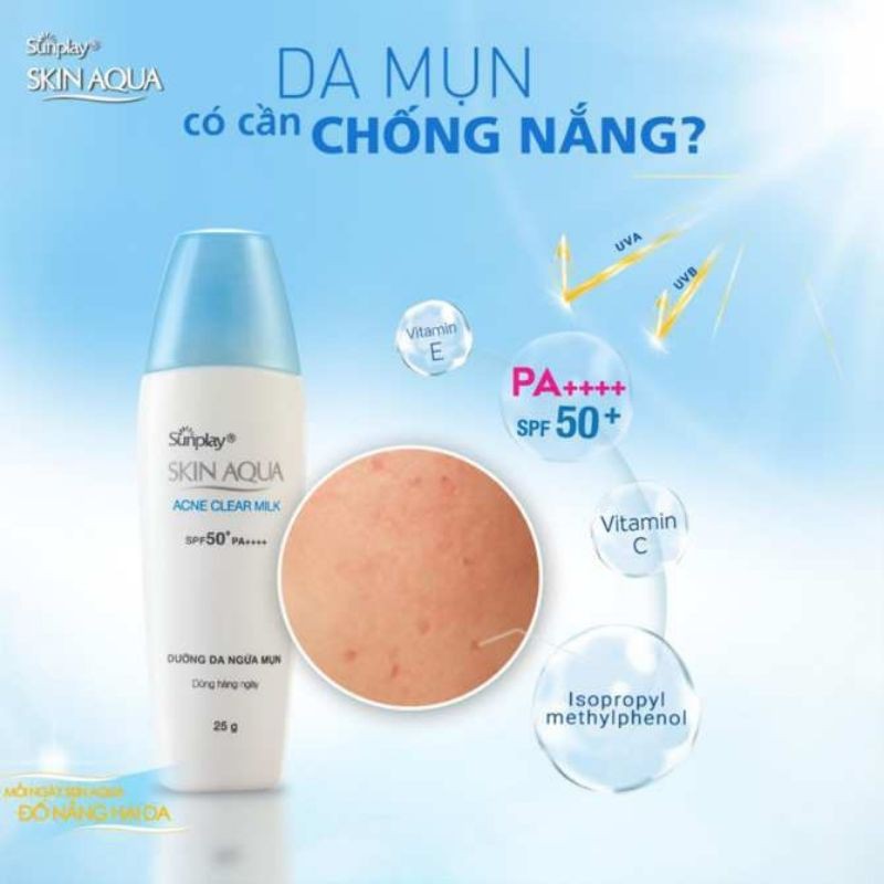 (Mẫu mới) Sữa chống nắng dưỡng da ngừa mụn Sunplay Skin Aqua SPF50 25g