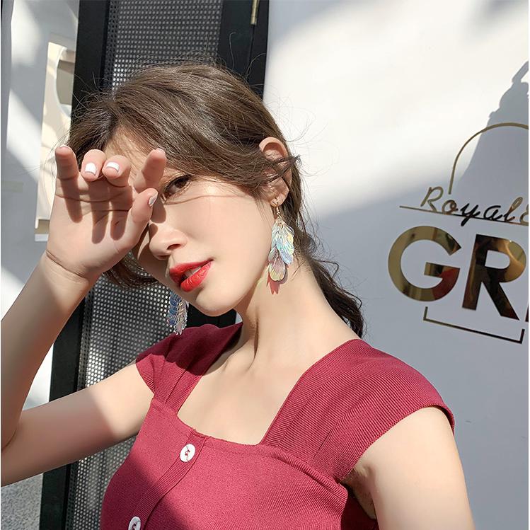 Earring round fashion floral texture round summer