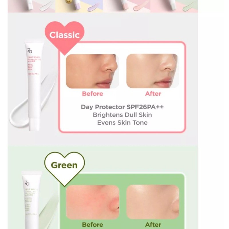 Kem lót chống nắng Za True White Day Protector SPF 26/PA++ (35g)