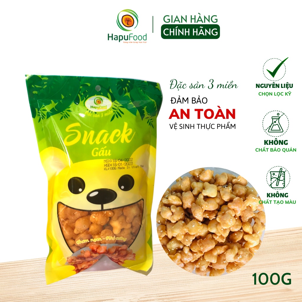 Snack gấu HAPUFOOD 90G, đồ ăn vặt giòm rụm thơm ngon