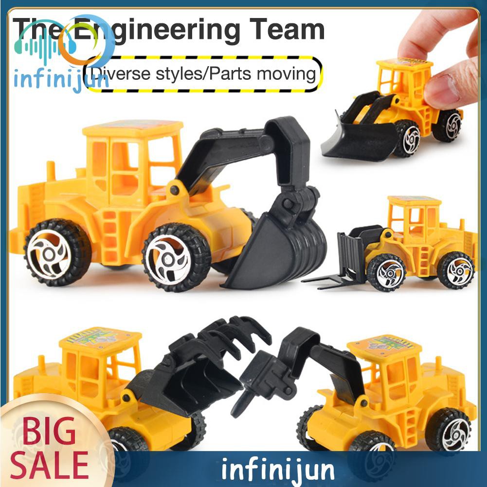 Set 6 Mô Hình Xe Công Trường Mini Bằng Hợp Kim Dành Cho Bé