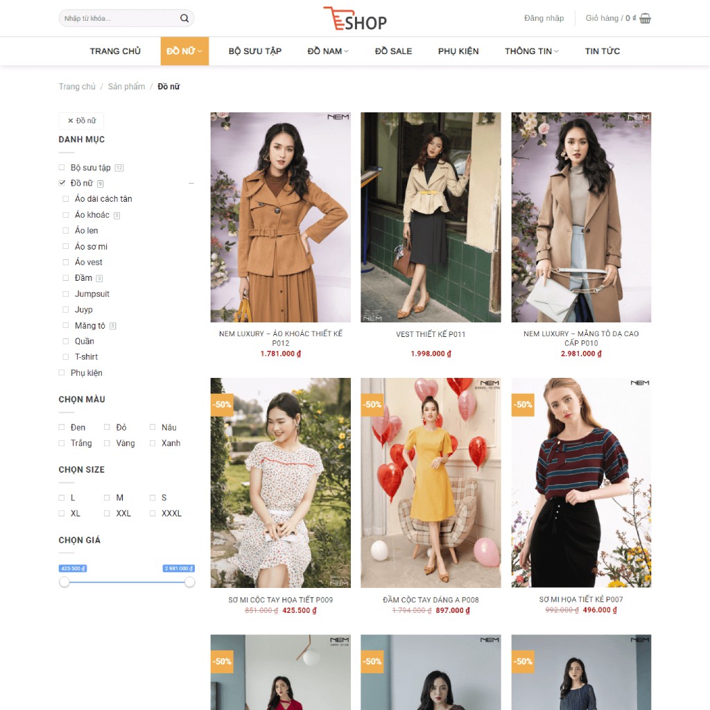 Mẫu website bán hàng hàng thời trang chuẩn SEO