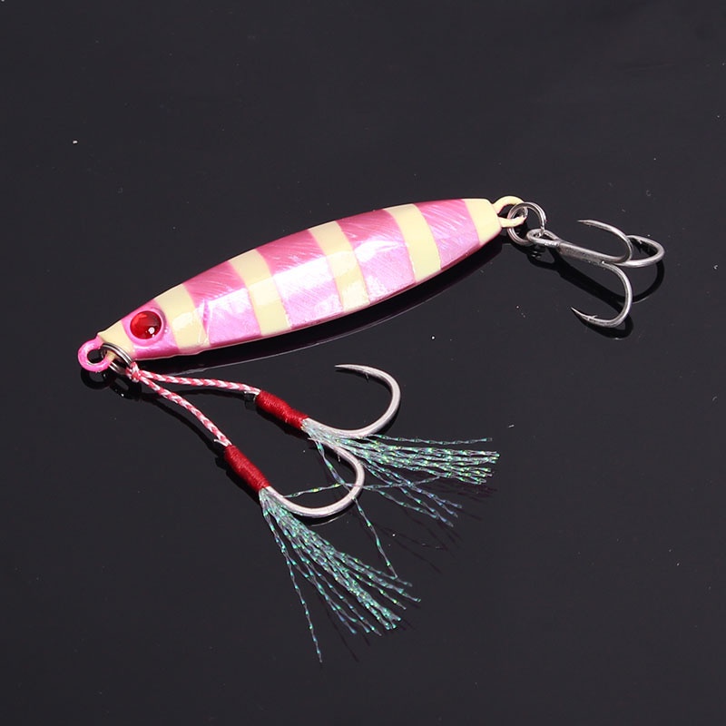 Mồi cứng bằng chì tấm sắt rung mắt 3D 15g/20g/30g/40g với lưỡi câu 3 móc lõm mô phỏng mồi sinh học nổi câu cá biển