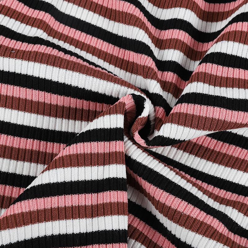 Áo Dệt Kim Tay Ngắn Cổ Lọ Phối Họa Tiết Sọc Ngang Phong Cách Hàn Quốc | BigBuy360 - bigbuy360.vn