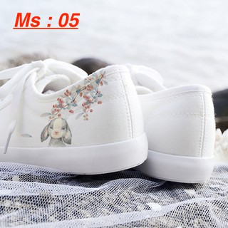 [HÀNG ODER] Giày vẽ handmade thỏ con và hoa lá