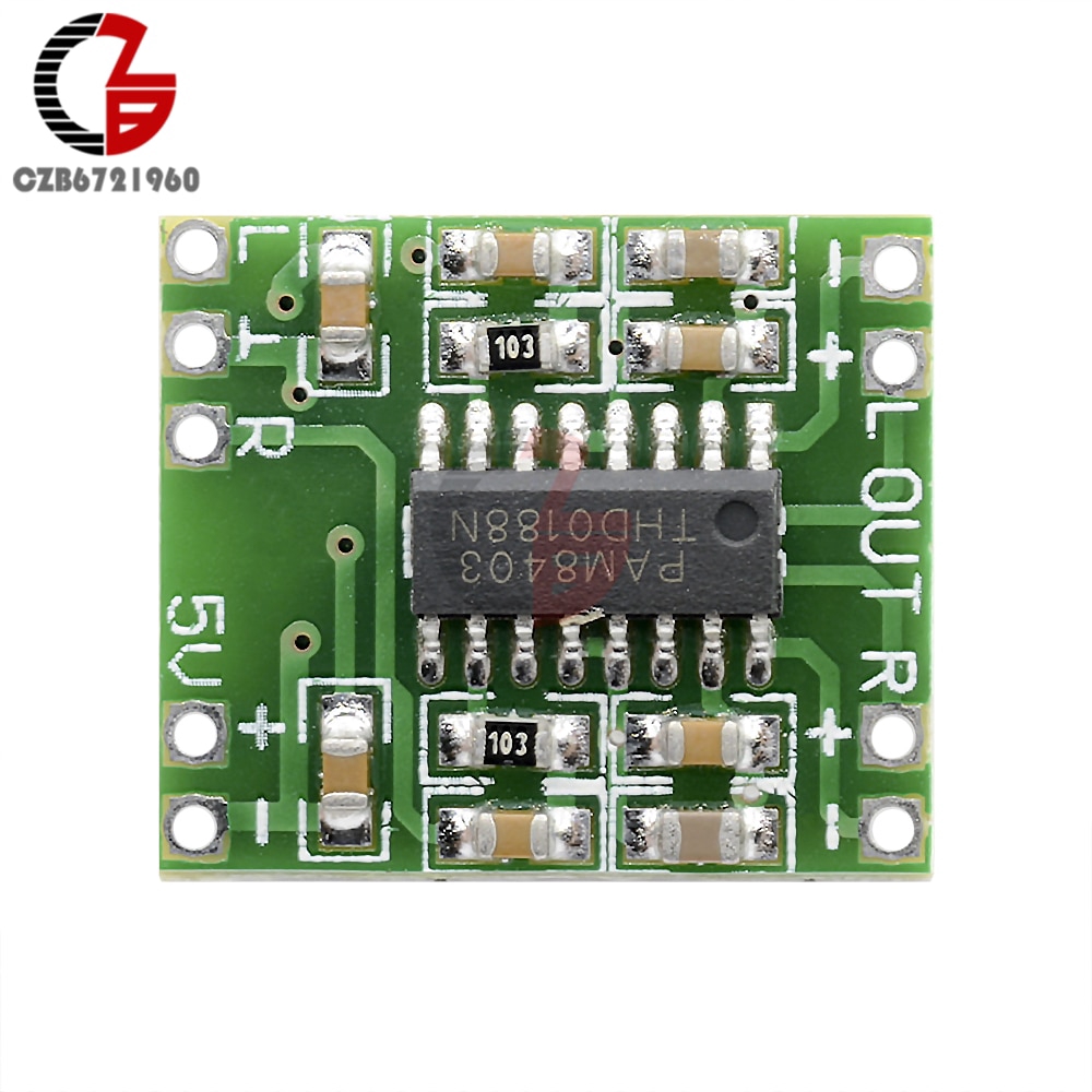 1Pcs 2x3W 2 Channel Mini Digital Power Amplifier Board PAM8403 Class D Stereo Audio Amplifier Module 5V USB Power for Arduino