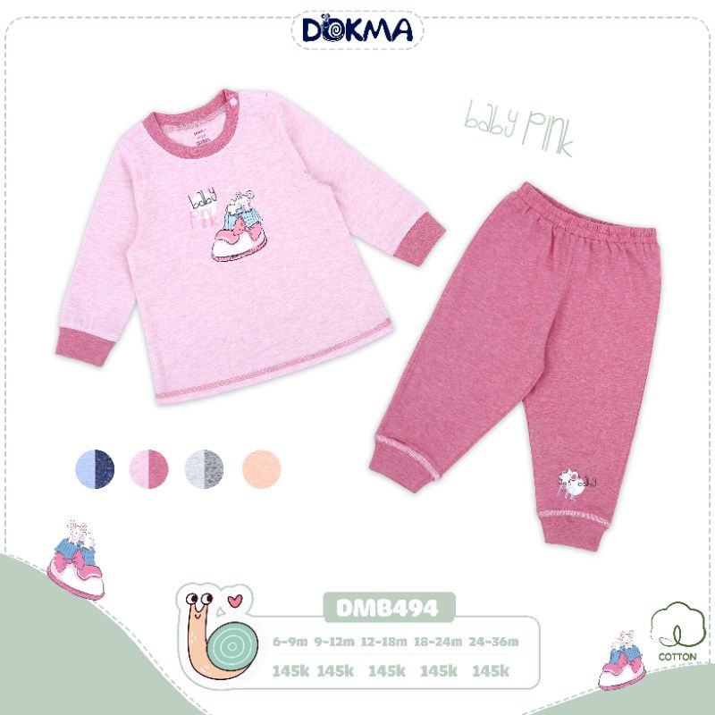 Dokma 2022 - Bộ cài vai dài tay cho bé trai họa tiết cho bé trai, bé gái từ 6 tháng đến 3 tuổi