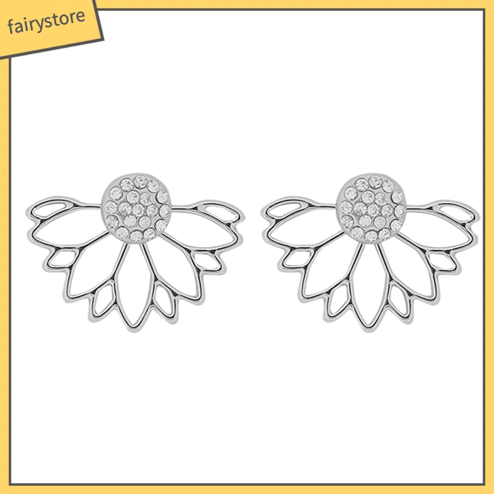 Bông Tai Hợp Kim Hình Hoa Sen Đính Đá Xinh Xắn