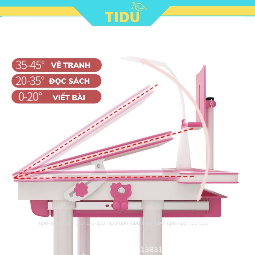 Bộ bàn ghế học sinh thông minh Tidu A02 bàn học chống gù chống cận cho trẻ em kt 50x70