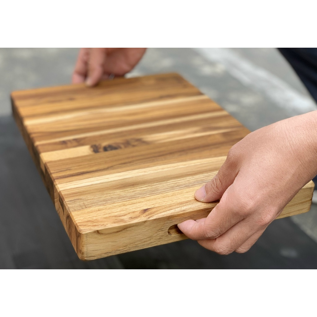 Thớt gỗ Chặt siêu bền dày 3.8cm (cây tếch) Teak KAIYO Chữ nhật, tròn, oval hàng xuất Châu Âu, Mỹ cao cấp