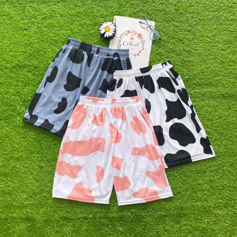 Quần short ngủ in bò sữa xinh xắn đủ 3 màu dưới 75kg mặc đẹp