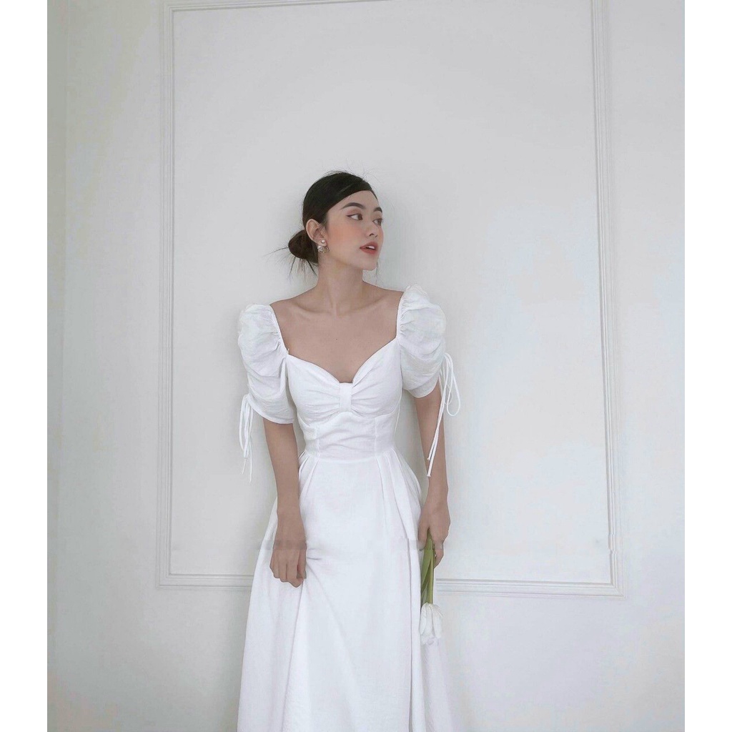 Đầm Đỏ Dự Tiệc Cổ Vuông Ty Fashion Tay Nhún Dây Rút SML | BigBuy360 - bigbuy360.vn