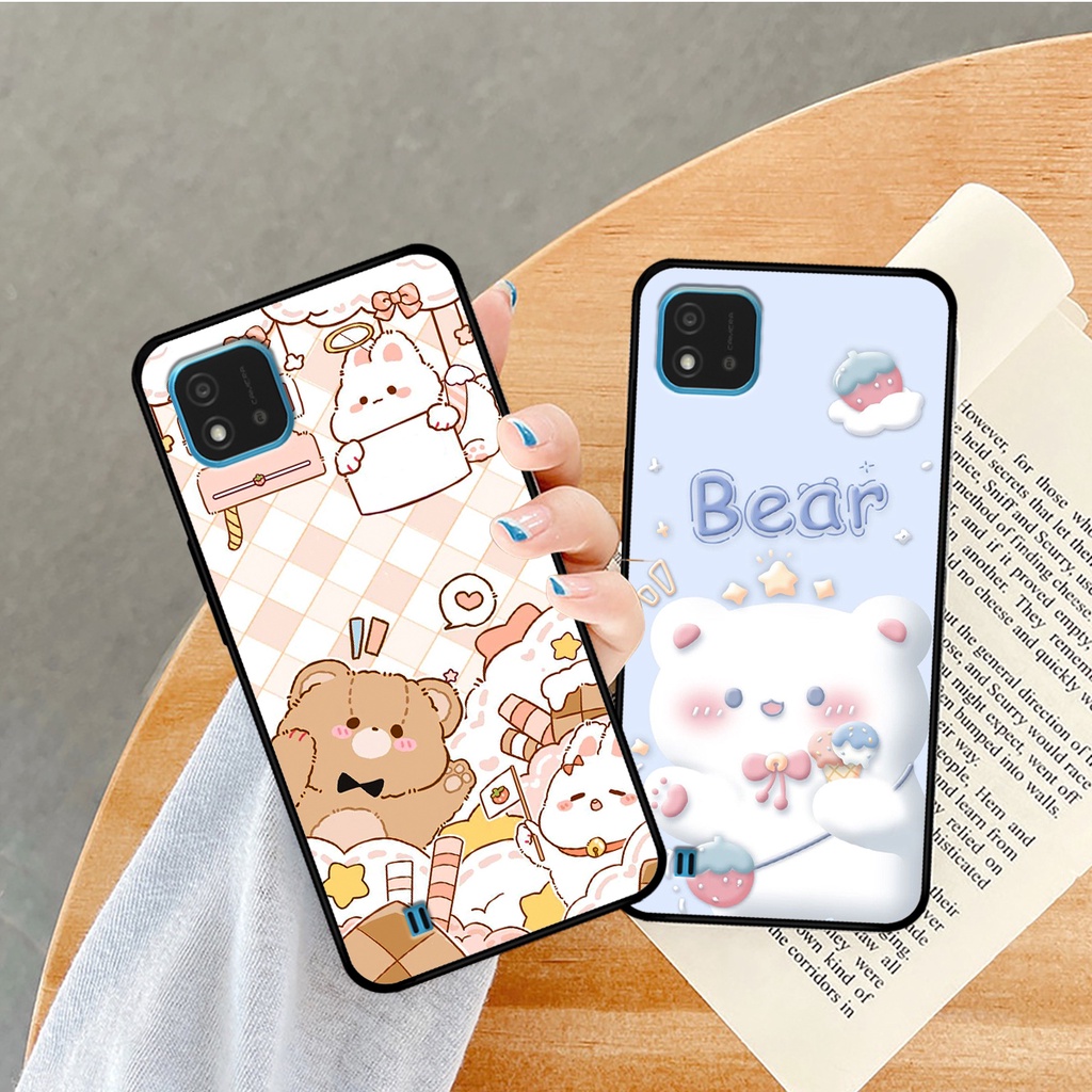 Ốp lưng Realme C20 in hình caro gấu thỏ dễ thương