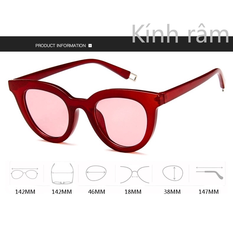 Kính mát mắt mèo nữ tráng gương phong cách retro