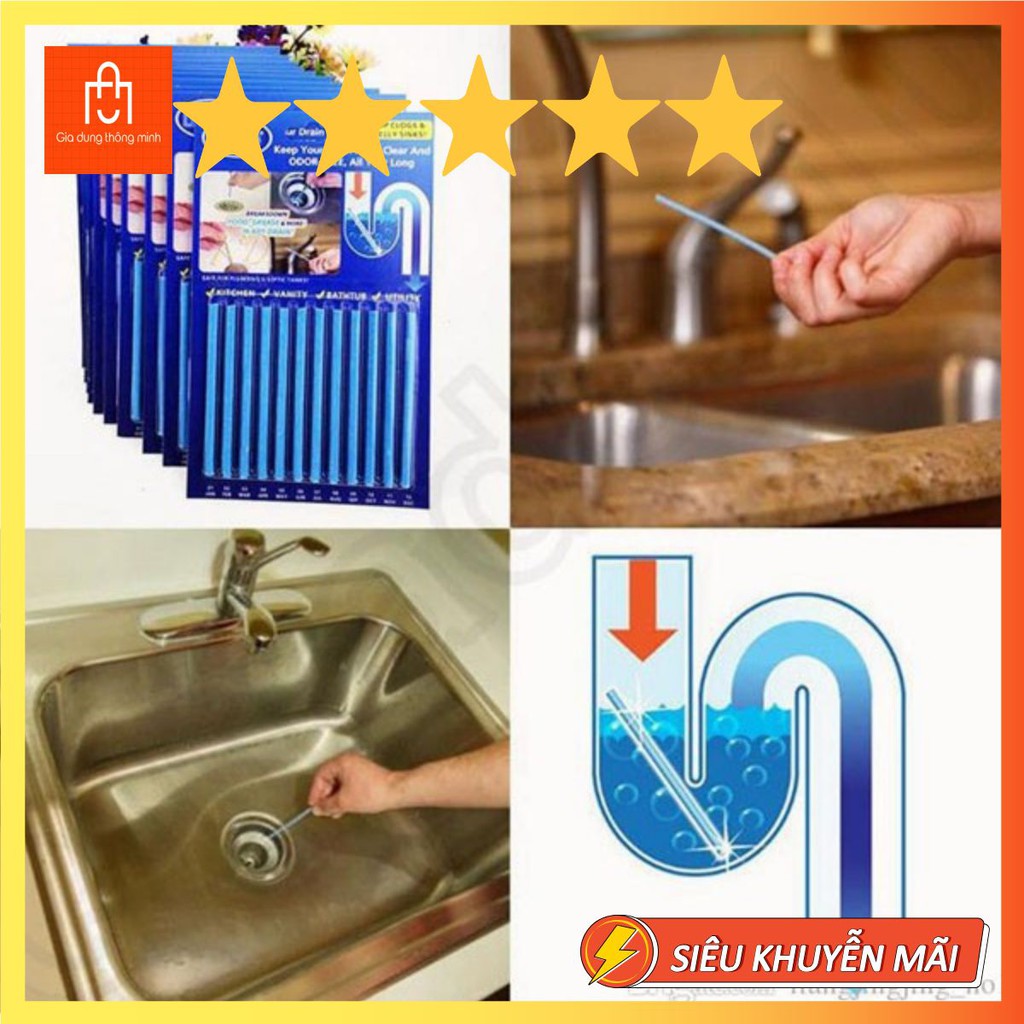 Que Thả Tự Tiêu Sani Sticki Thông Tắc Cống - Vỉ 12 Que No.1 No.1