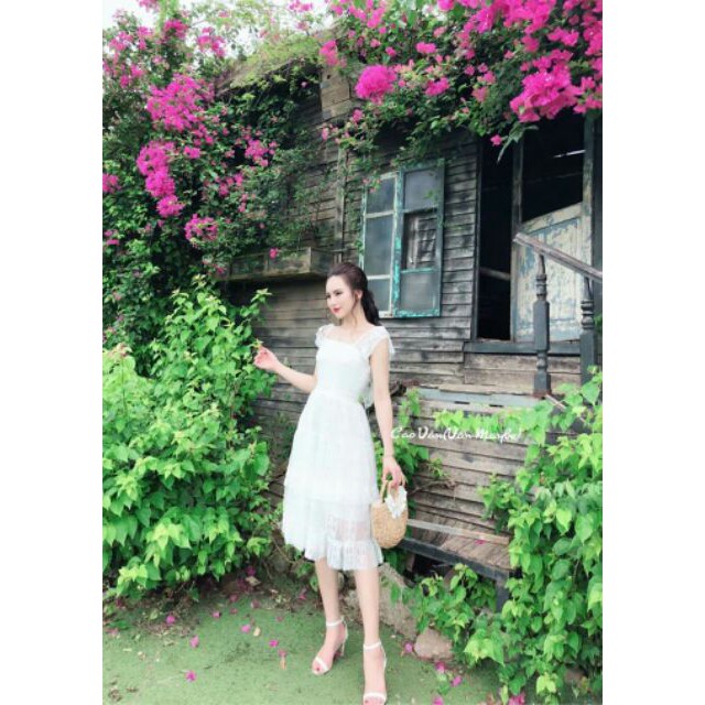 Sỉ Đầm maxi ren nhũ,tay tiên tiểu thư cực đẹp( chuẩn loại 1)