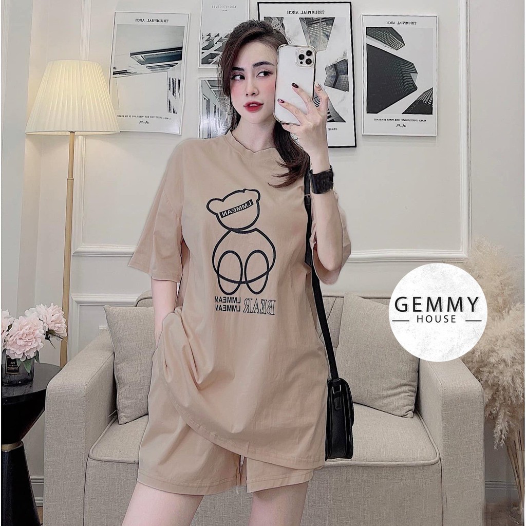 Bộ mặc nhà nữ mùa hè , đồ bộ bigsize chất cotton Gemmy House in hình gấu Bear