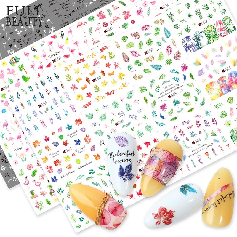 (80 mẫu- Bảng 2) Set 12 Sticker Nga 3D,nhãn dán trang trí móng siêu mỏng hoạ tiết Hoa, Bướm, Động vật B