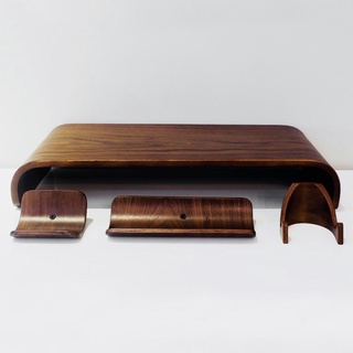 Combo Plyconcept Kệ màn hình máy tính và Giá đỡ điện thoại - Màu Walnut