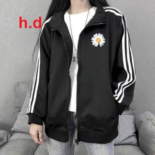 Áo khoác tay phối sọc in hoa cúc ngực chất nỉ siêu hot