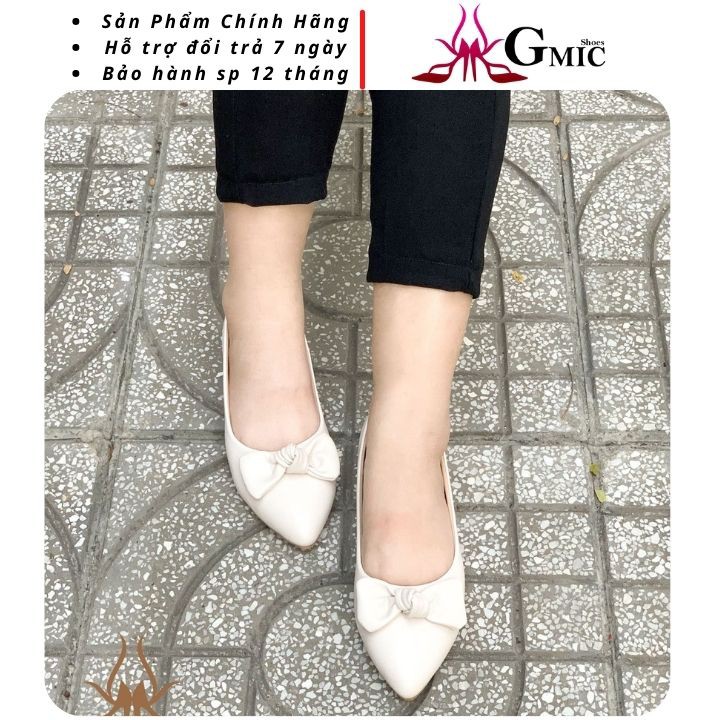 [ BIG SIZE ]Giày Bệt Nữ Mũi Nhọn Thắt Nơ Siêu Xinh, Giày Búp Bê Nữ Êm Chân Đế Cao Su Cao Cấp NBB004