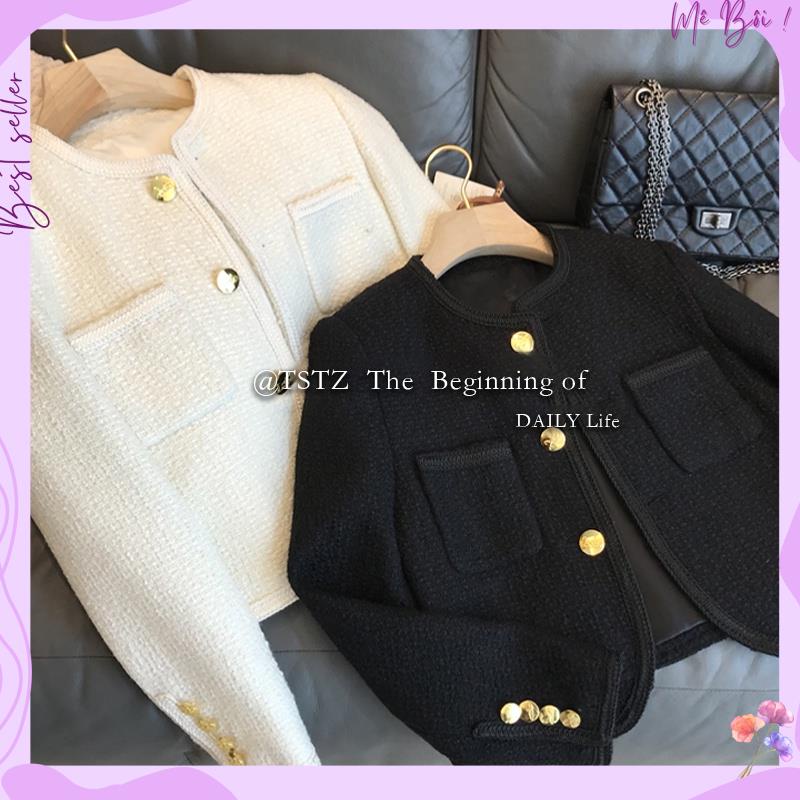(Mễ Bỗi_ORDER )Áo dạ tweed hai màu trắng -đen thu đông thời trang cho nữ hàng quảng châu cho bạn nữ