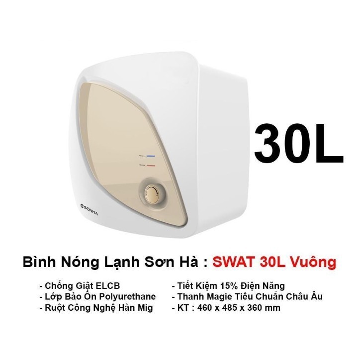 BÌNH NÓNG LẠNH SƠN HÀ SW 30 VUÔNG