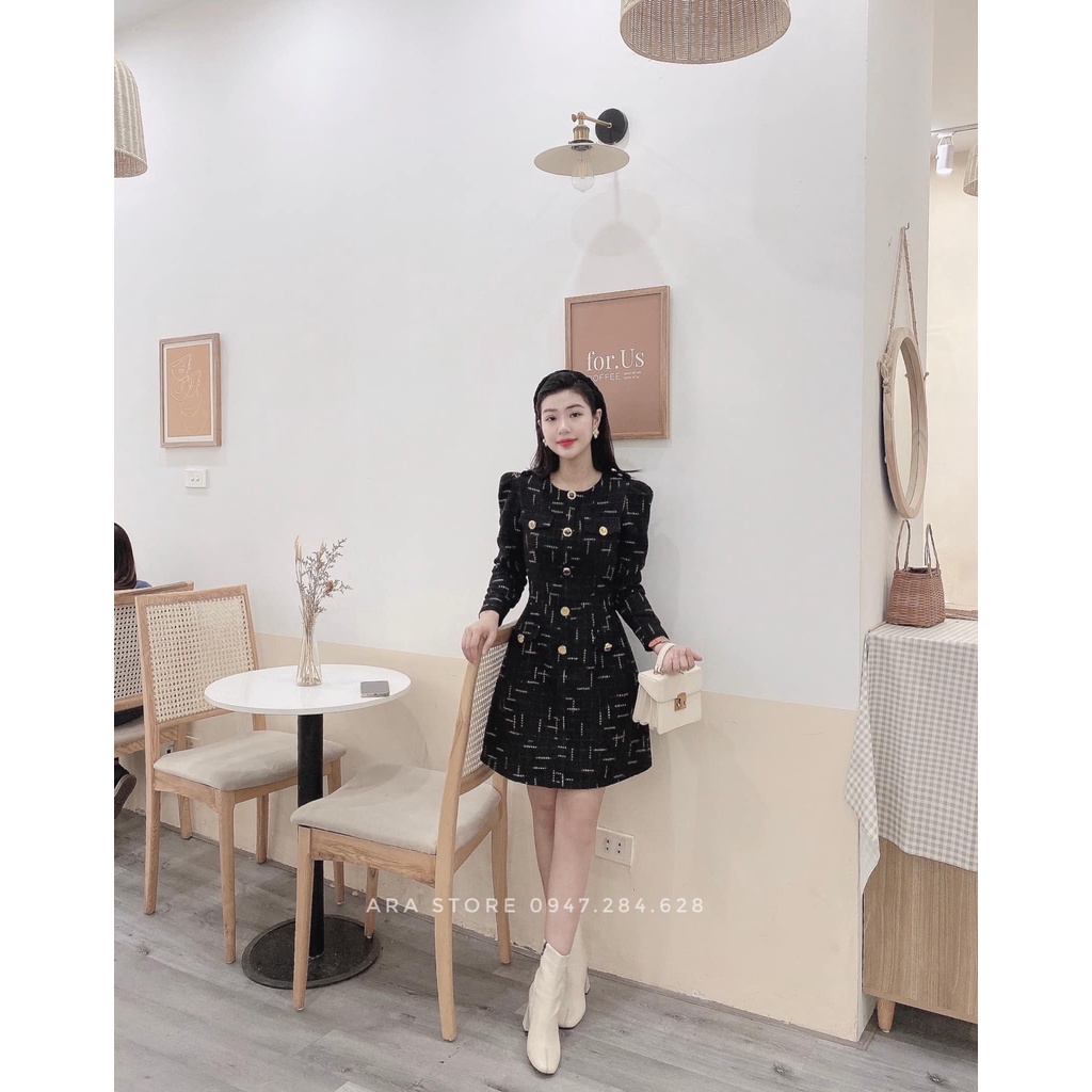 Váy dạ Tweet cúc bọc cao cấp thời trang sang trọng Ara Store V5