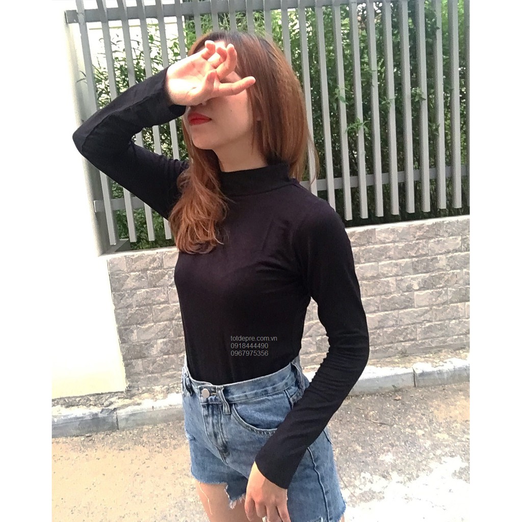 Áo thun giữ nhiệt nữ kiểu cổ cao 3f chất đẹp nhiều màu