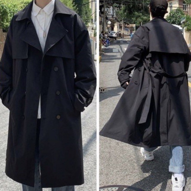 Áo măng tô thời trang 2 màu đen - be size M - 5XL