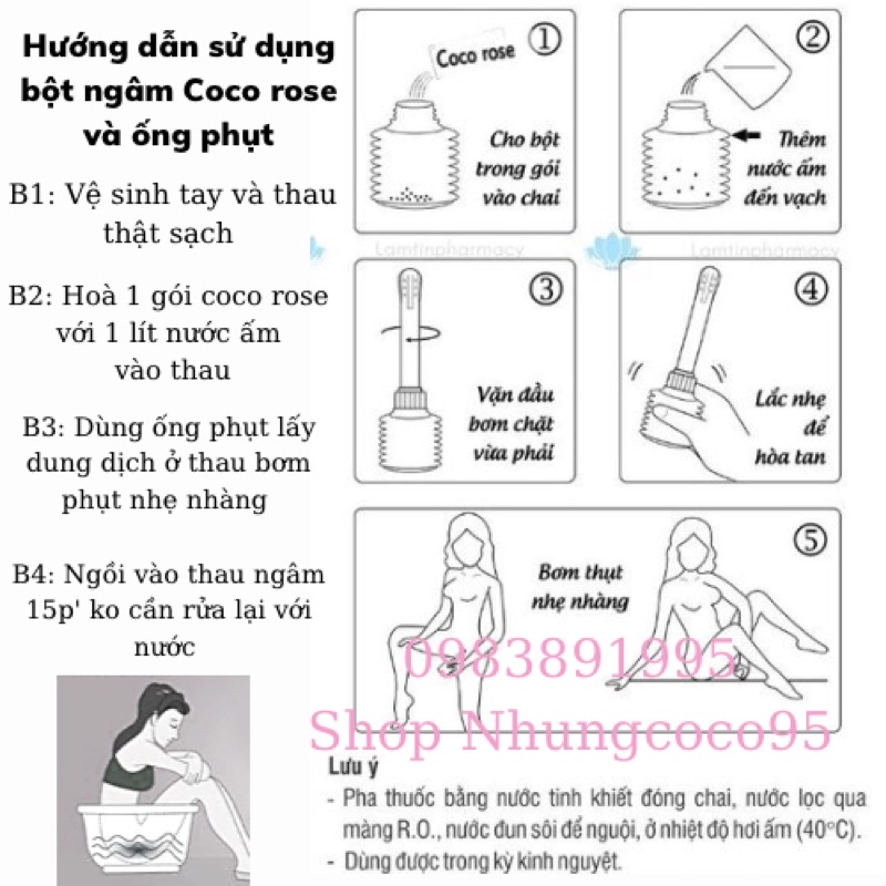 Bột phụ khoa COCO ROSE se khít sạch viêm làm hồng vùng kín