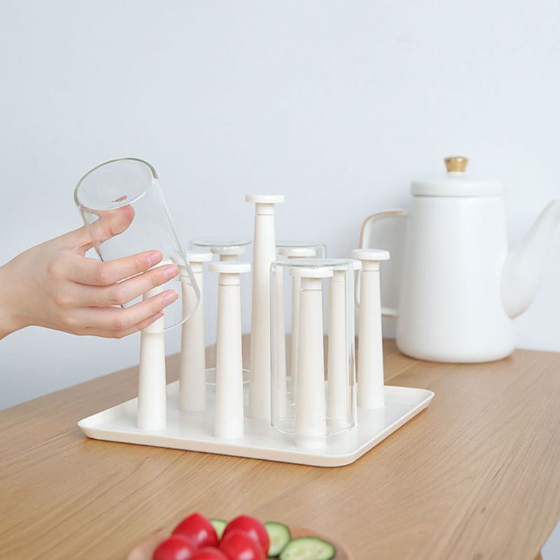 Giá Đỡ Phơi Khô Cốc / Chai Thủy Tinh Bằng Nhựa Chống Trượt Tiện Dụng